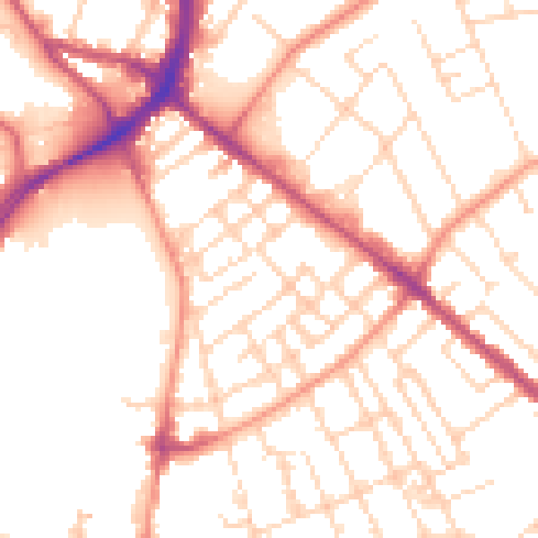 Daytime road noise heatmap for NG7 7GS