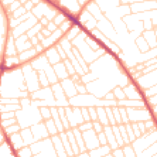 Daytime road noise heatmap for NG7 7LA