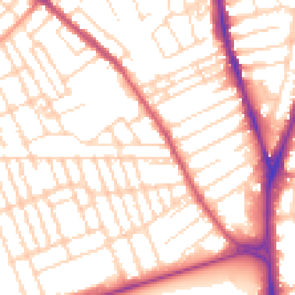 Daytime road noise heatmap for NG7 7LJ