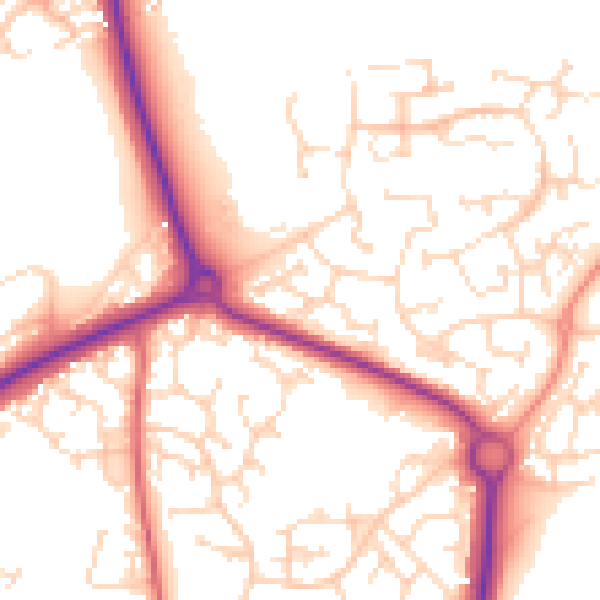 Daytime road noise heatmap for NN11 0GB