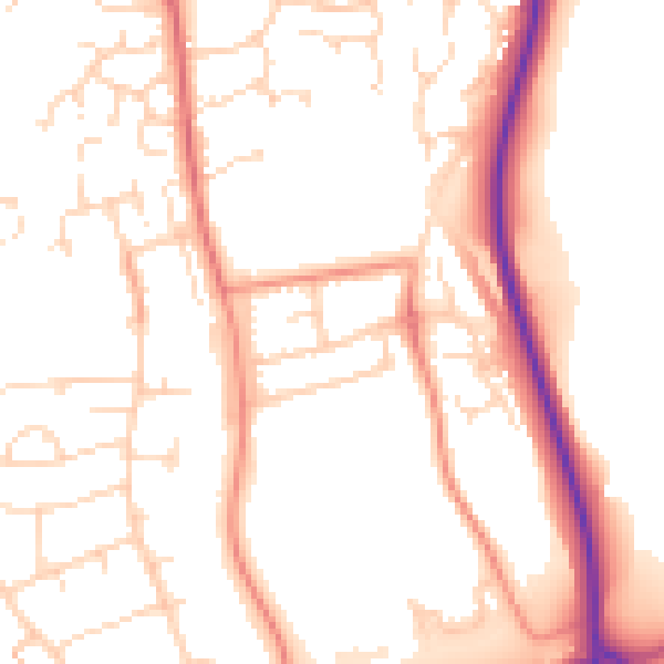 Daytime road noise heatmap for NN11 0PY