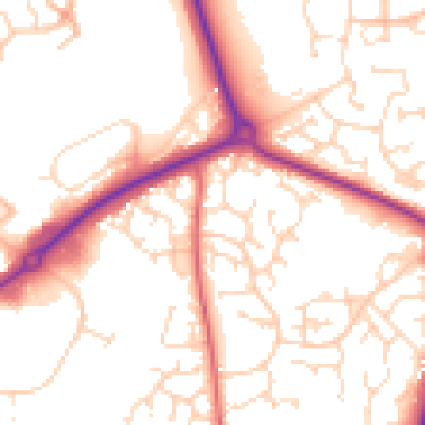 Daytime road noise heatmap for NN11 0TJ
