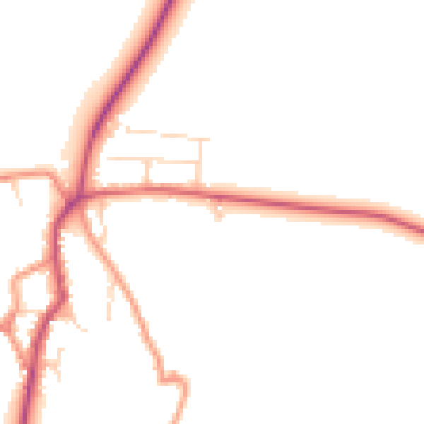 Daytime road noise heatmap for NN11 3HP