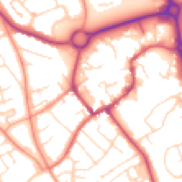 Daytime road noise heatmap for NN11 4AB