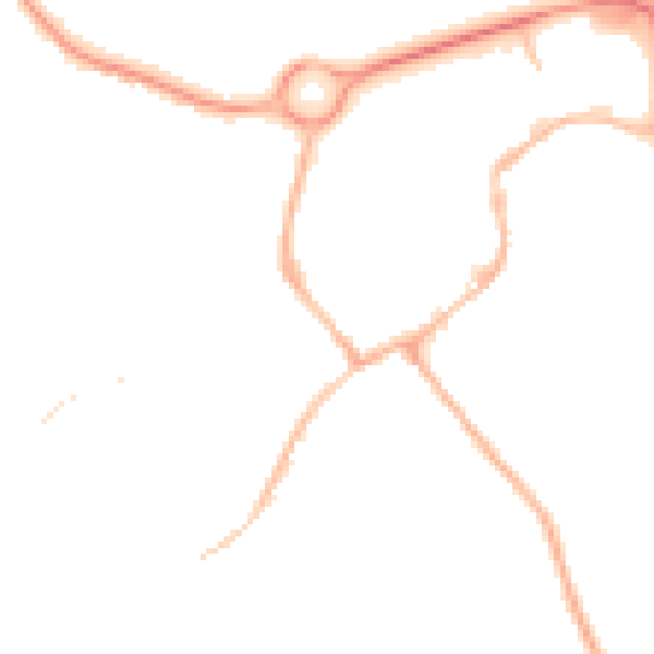 Night-time road noise heatmap for NN11 4AG