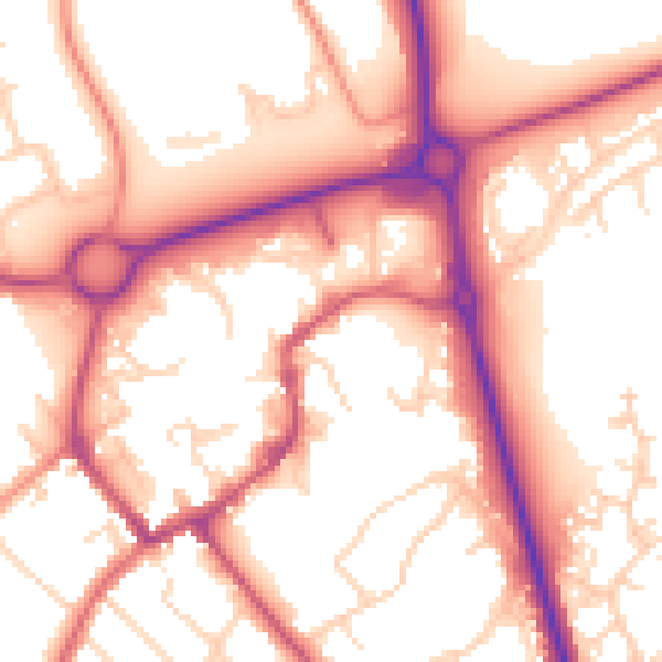 Daytime road noise heatmap for NN11 4BP