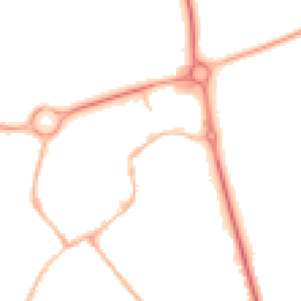 Night-time road noise heatmap for NN11 4BP