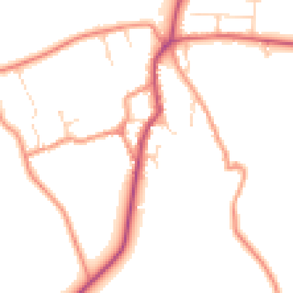 Daytime road noise heatmap for NN11 6XJ