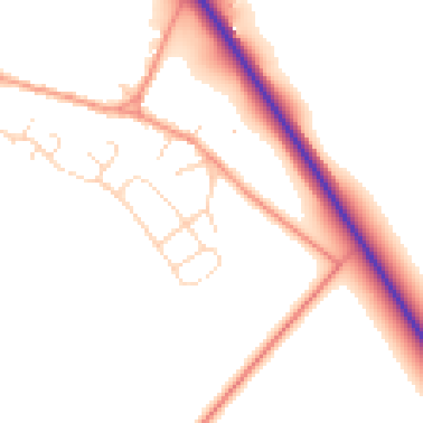 Daytime road noise heatmap for NN12 7TW