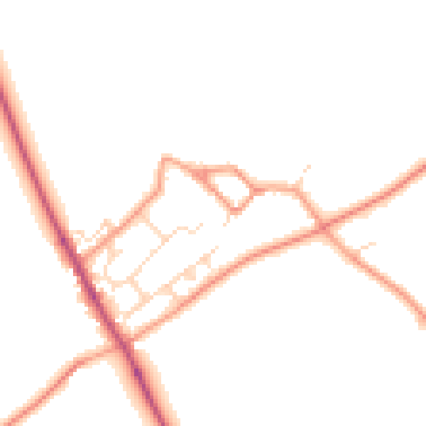 Daytime road noise heatmap for NN12 8LA