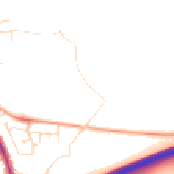 Daytime road noise heatmap for NN15 4AZ