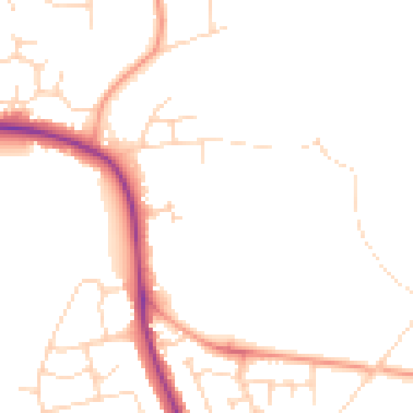 Daytime road noise heatmap for NN15 4BB