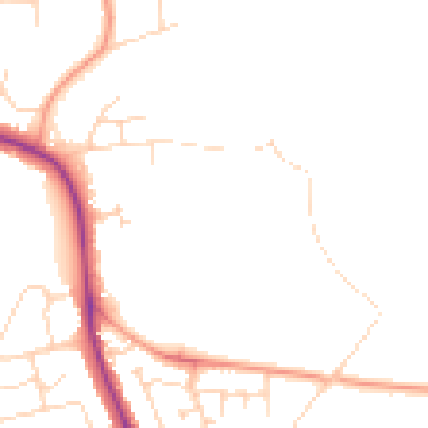 Daytime road noise heatmap for NN15 4BD