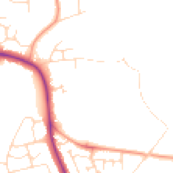 Daytime road noise heatmap for NN15 4BF