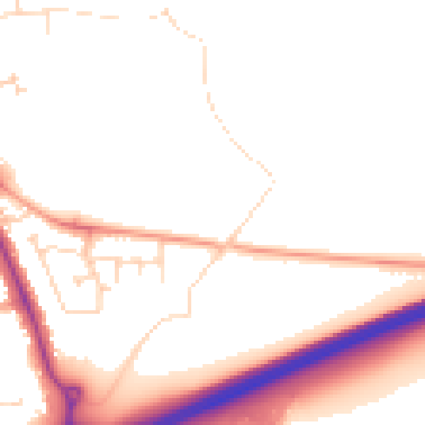 Daytime road noise heatmap for NN15 4BL
