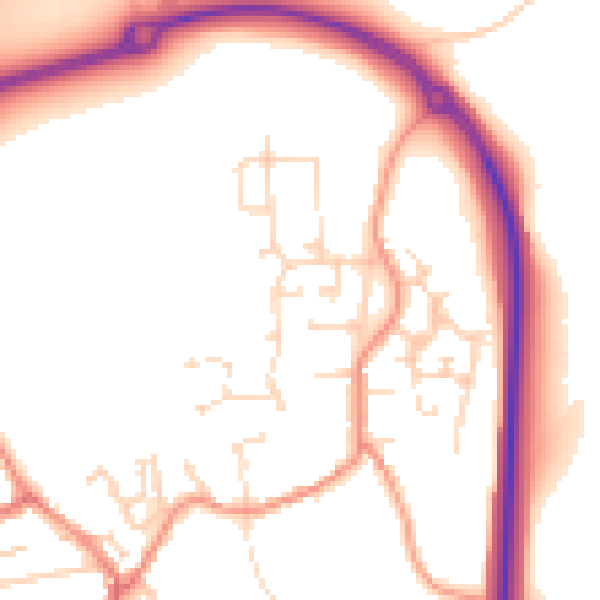 Daytime road noise heatmap for NN15 5TW