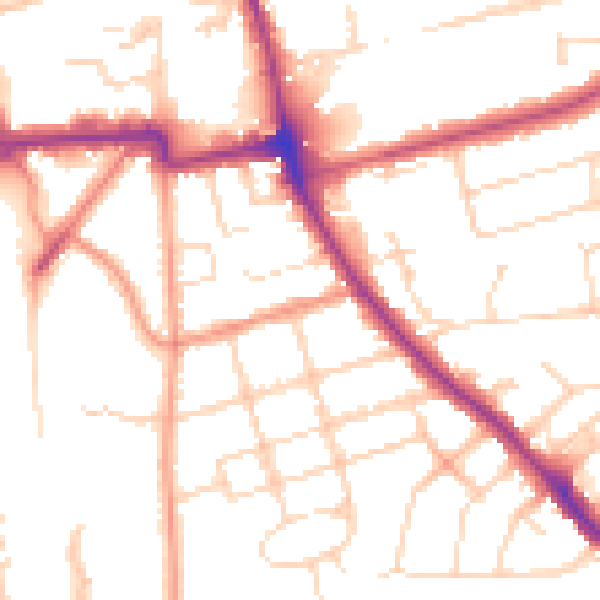 Daytime road noise heatmap for NN15 6DD