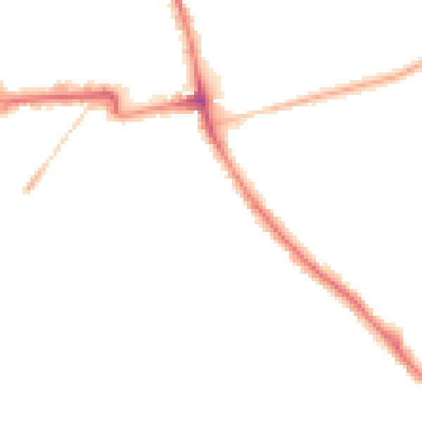 Night-time road noise heatmap for NN15 6DD