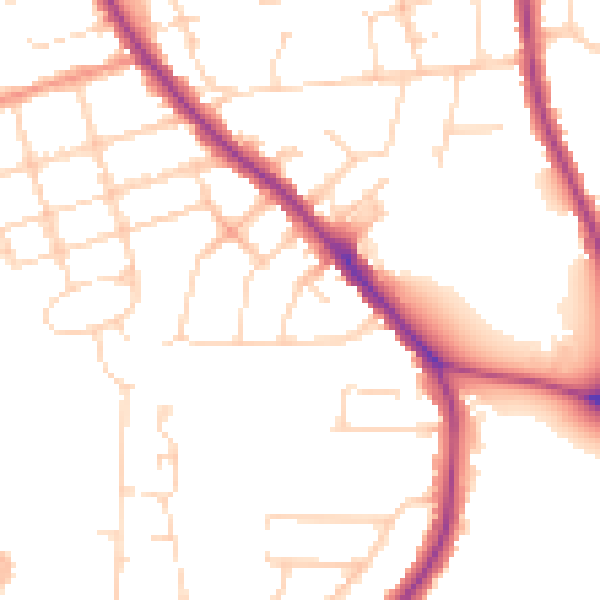 Daytime road noise heatmap for NN15 6DZ