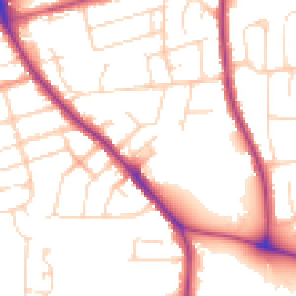 Daytime road noise heatmap for NN15 6EX