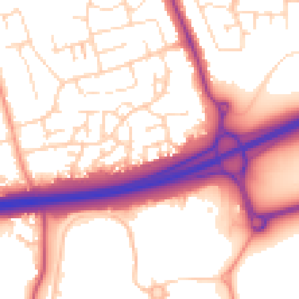Daytime road noise heatmap for NN15 6FA