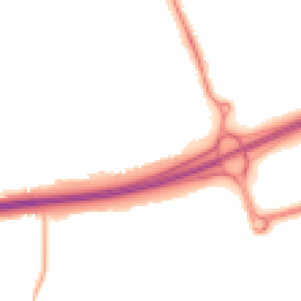 Night-time road noise heatmap for NN15 6FA