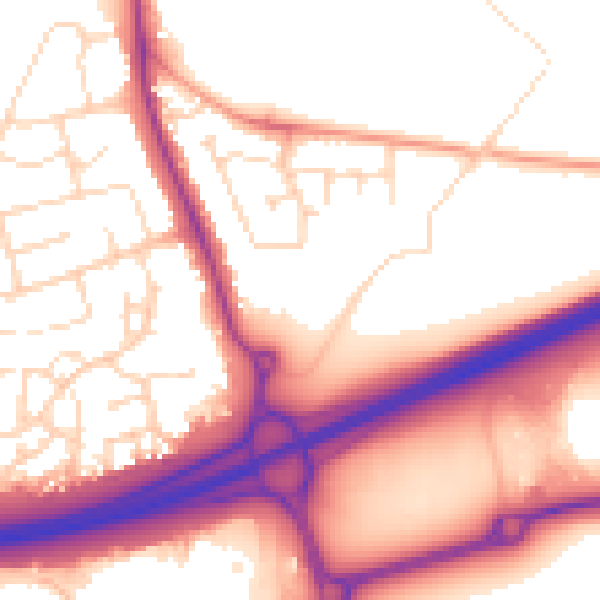 Daytime road noise heatmap for NN15 6FQ