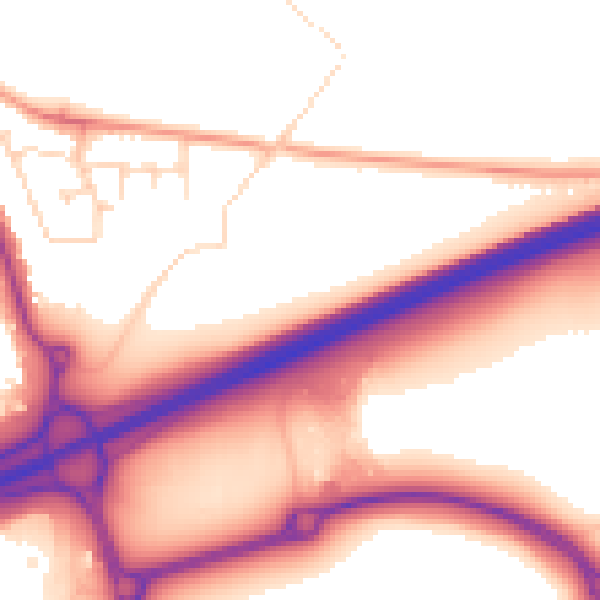Daytime road noise heatmap for NN15 6FT