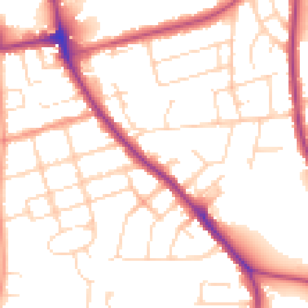 Daytime road noise heatmap for NN15 6NG