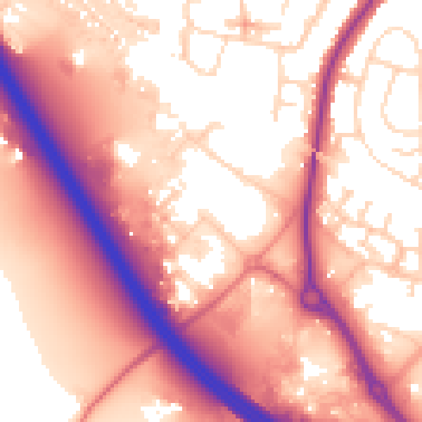 Daytime road noise heatmap for NN15 6NL