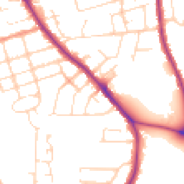 Daytime road noise heatmap for NN15 6NS