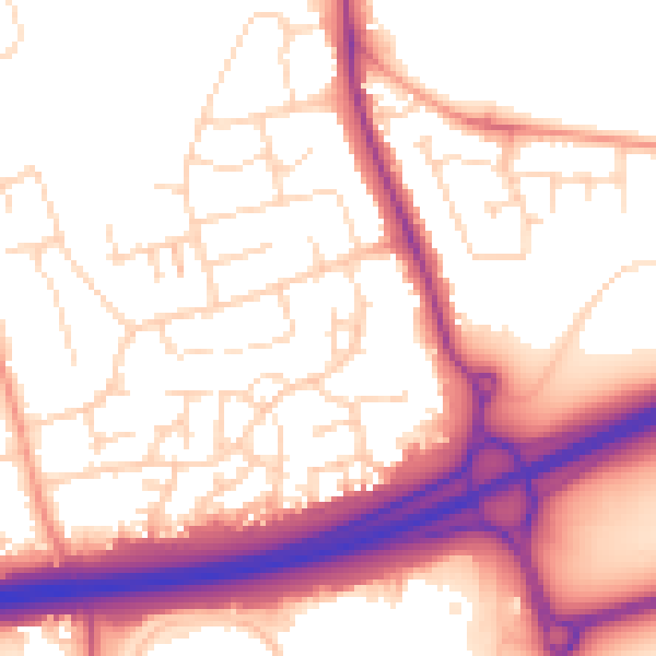 Daytime road noise heatmap for NN15 6QQ