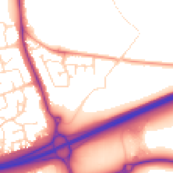 Daytime road noise heatmap for NN15 6SH