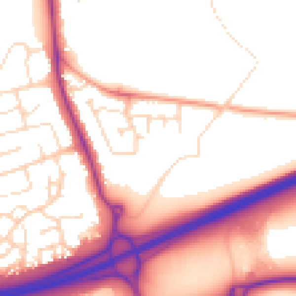 Daytime road noise heatmap for NN15 6SQ