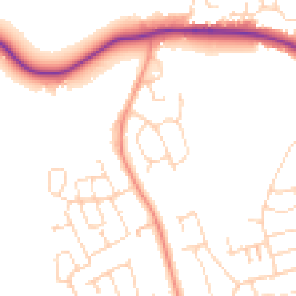 Daytime road noise heatmap for NN15 6SU