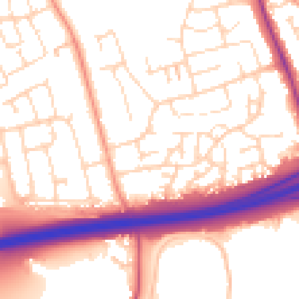 Daytime road noise heatmap for NN15 6TL