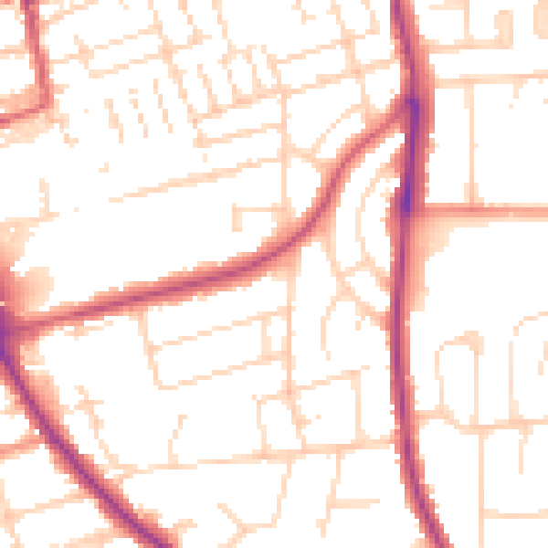 Daytime road noise heatmap for NN15 7BJ