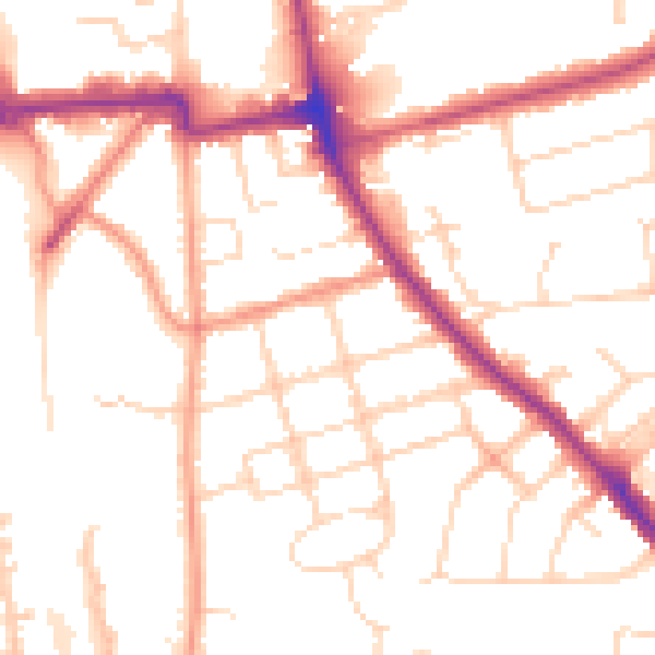 Daytime road noise heatmap for NN15 7HG