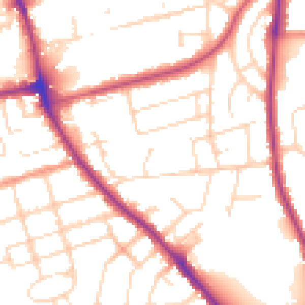 Daytime road noise heatmap for NN15 7LU