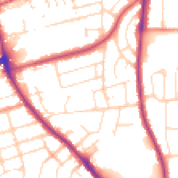 Daytime road noise heatmap for NN15 7NA