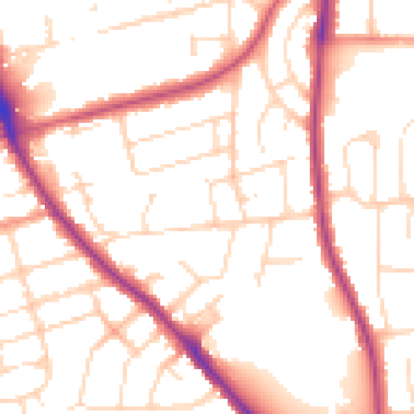 Daytime road noise heatmap for NN15 7NB