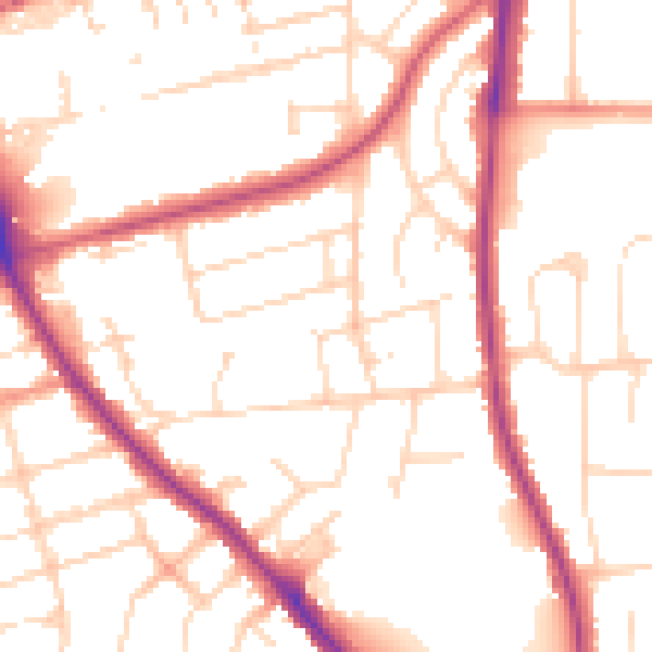 Daytime road noise heatmap for NN15 7ND