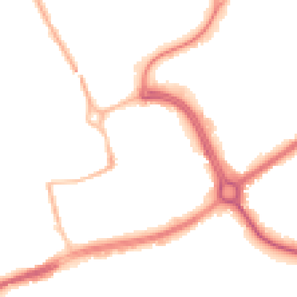 Night-time road noise heatmap for NN17 1DT
