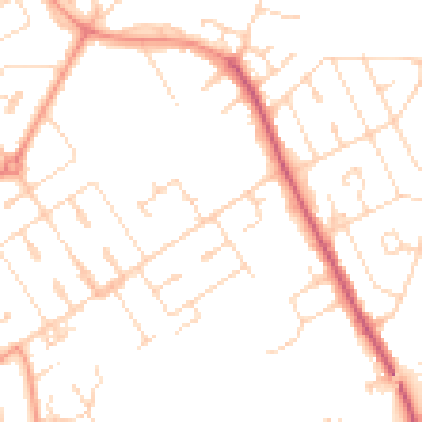 Daytime road noise heatmap for NN17 1FB