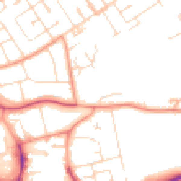Daytime road noise heatmap for NN17 1FT