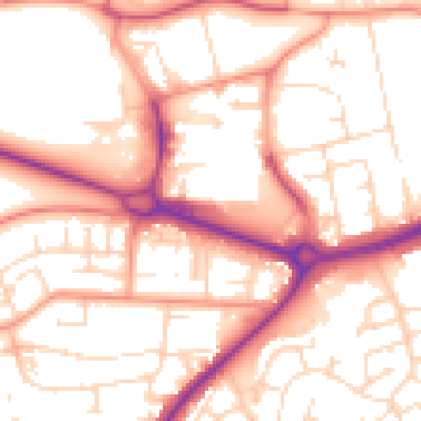 Daytime road noise heatmap for NN17 1SW