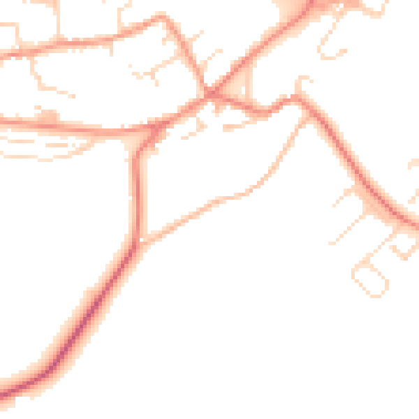 Daytime road noise heatmap for NN17 3JY