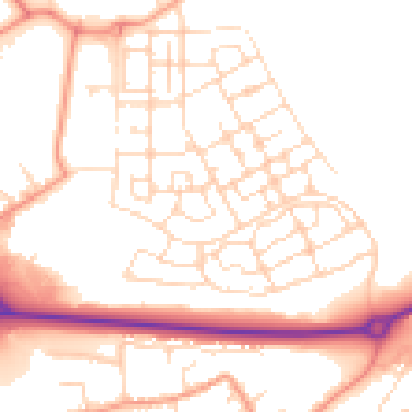 Daytime road noise heatmap for NN17 5GP