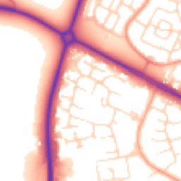 Daytime road noise heatmap for NN18 0BS