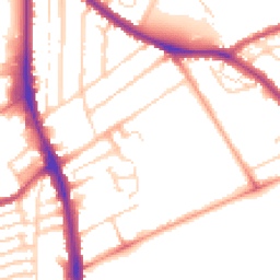 Daytime road noise heatmap for NN2 6EQ